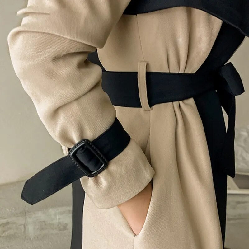 ”Ducet” Women’s Beige Wool Designer Trench Coat