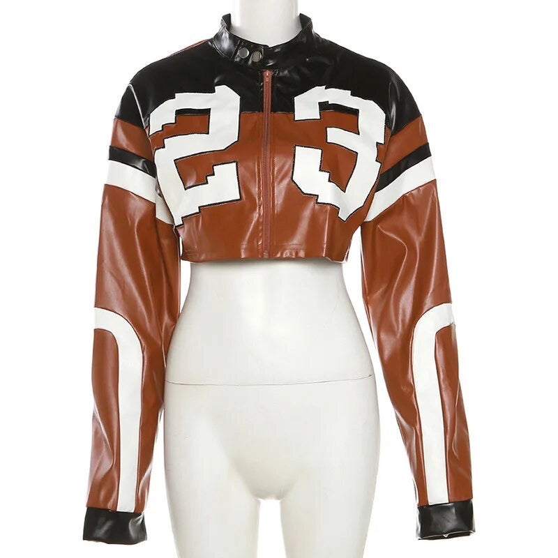 "H.E.R." Women's Faux Leather Varsity Jacket