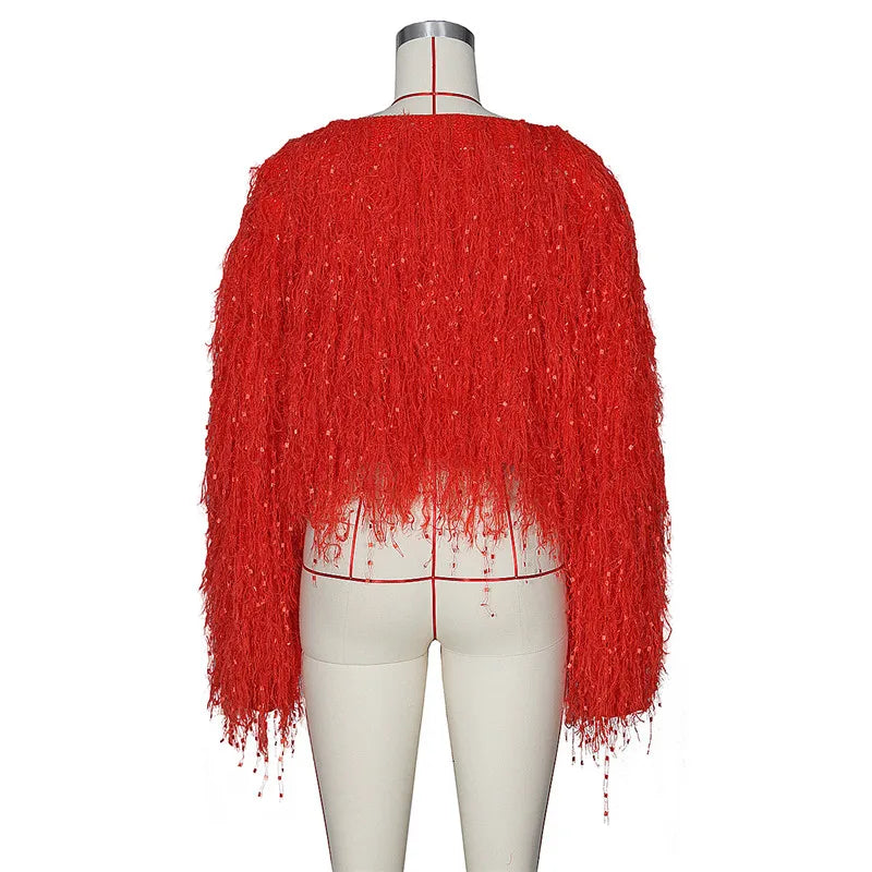 "Entitled Lover" Sexy Fringed Knitted Cropped Sweater