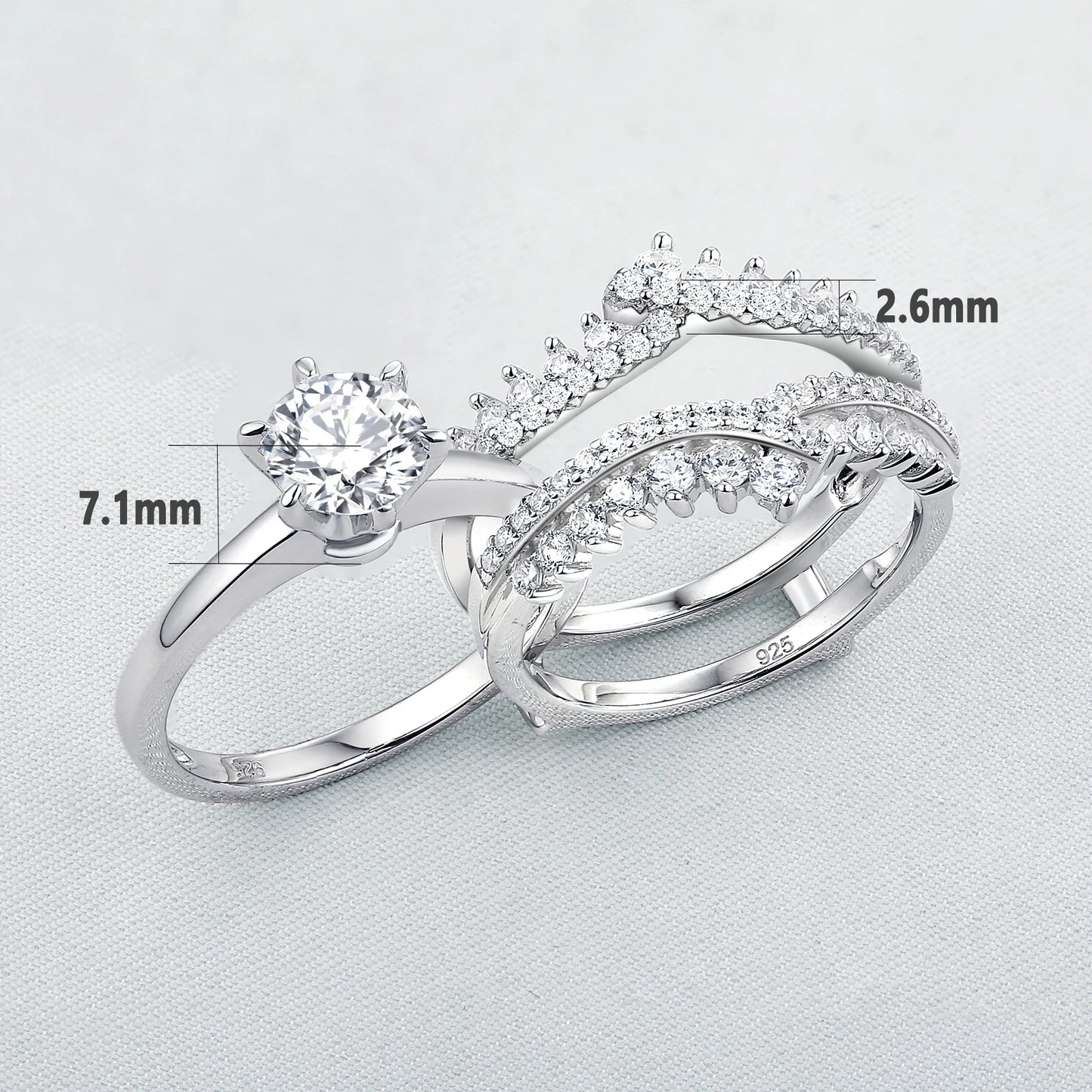 “Royalty” Sterling Silver Detachable 2 Piece Engagement Ring