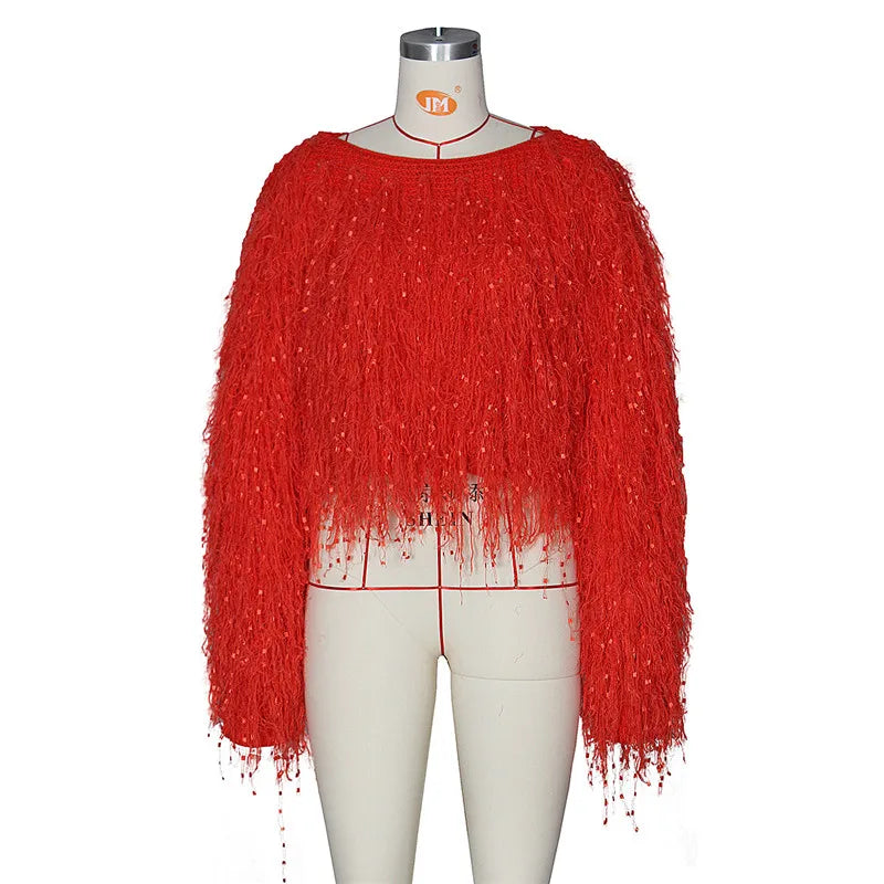 "Entitled Lover" Sexy Fringed Knitted Cropped Sweater