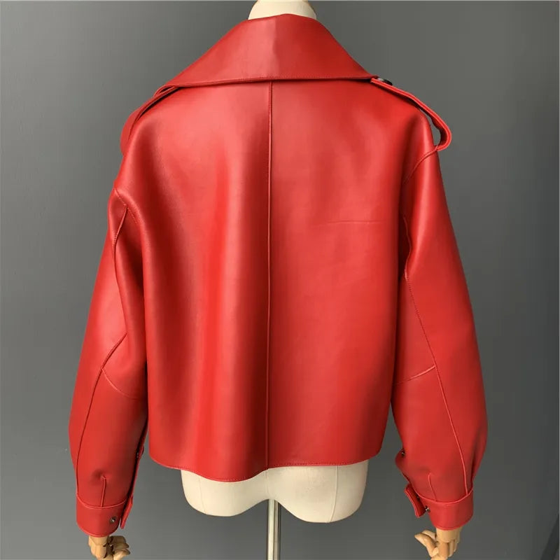 “Diamond” Women’s Sheepskin Designer Leather Jacket