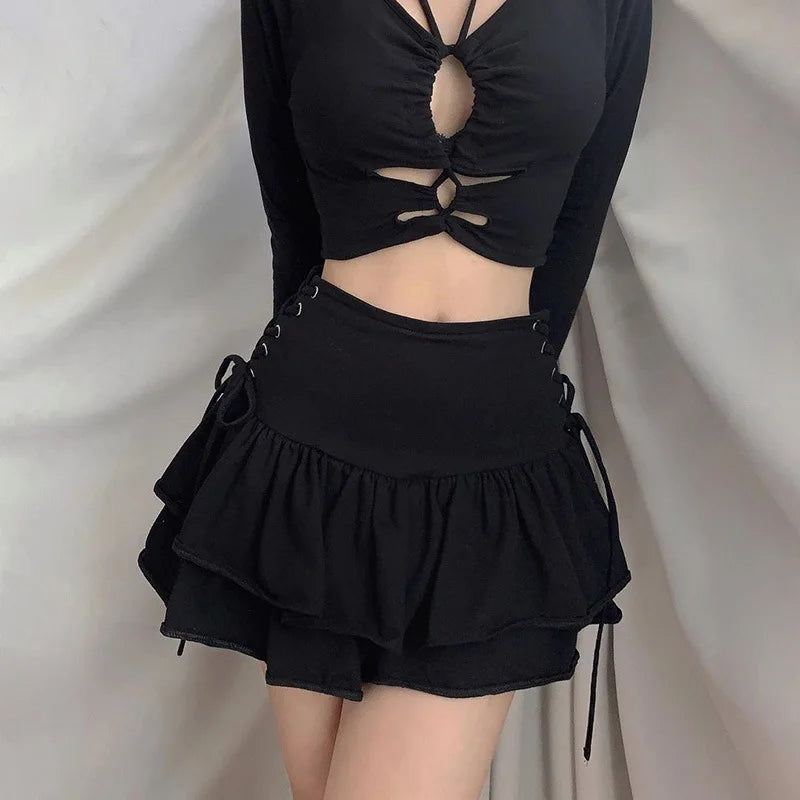 "I'm Not Lovely" High Waist Gothic Y2K Style Mini Skirt