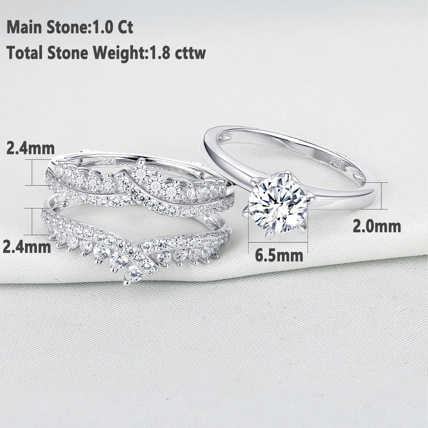 “Royalty” Sterling Silver Detachable 2 Piece Engagement Ring