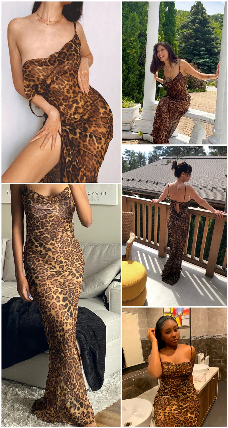 "Jungle Fever" Women's Leopard Print Bodycon Maxi Dress