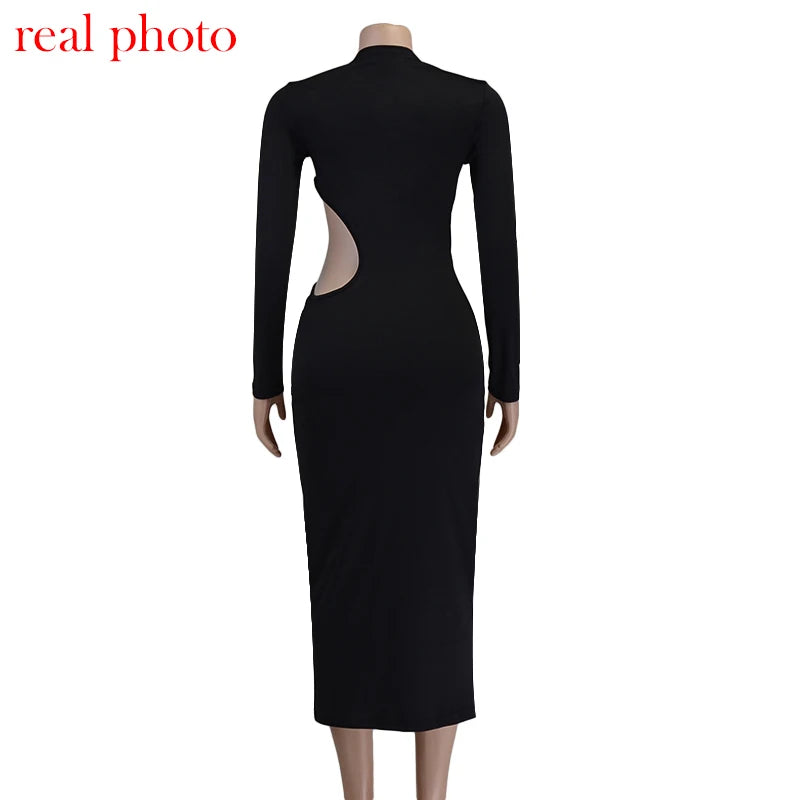 “On The House” Elegant Cut Out Long Sleeve Cocktail Dress