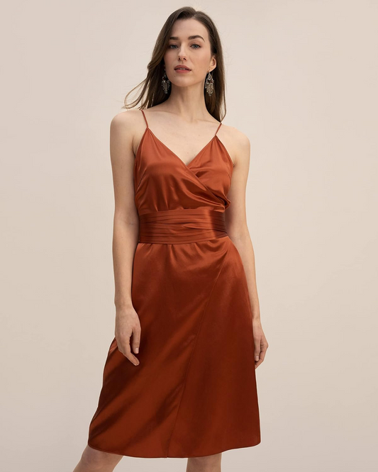 "The Copper Dress" Silk Wrap Cocktail Dress