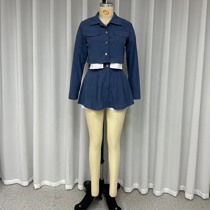 "Image" Women's Vintage Pleated Two Piece Outfit Set