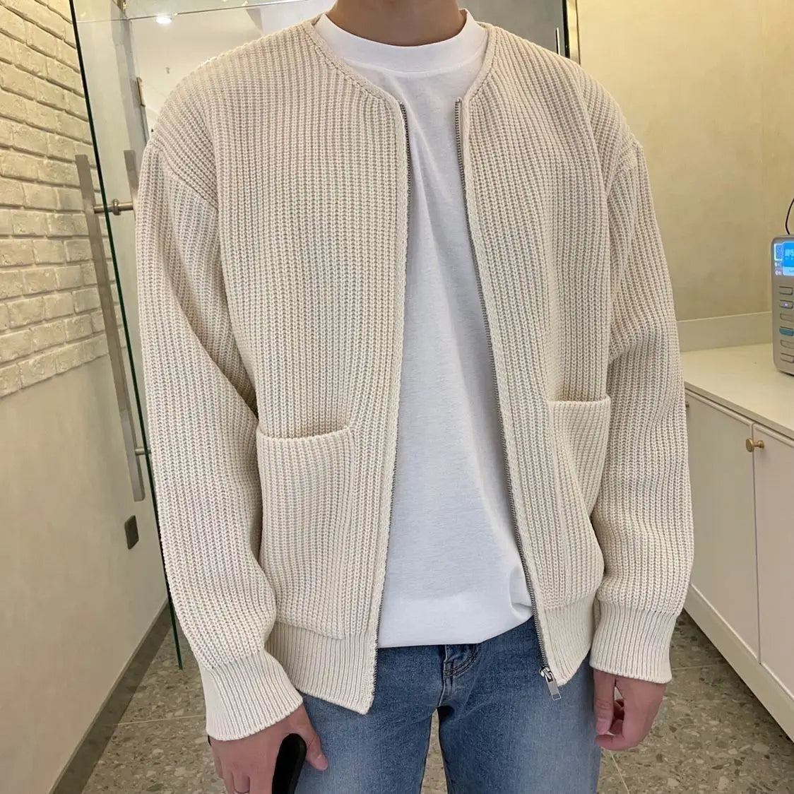 “Fall Antics” Men’s Knitted Oversized Designer Long Sleeve Sweater