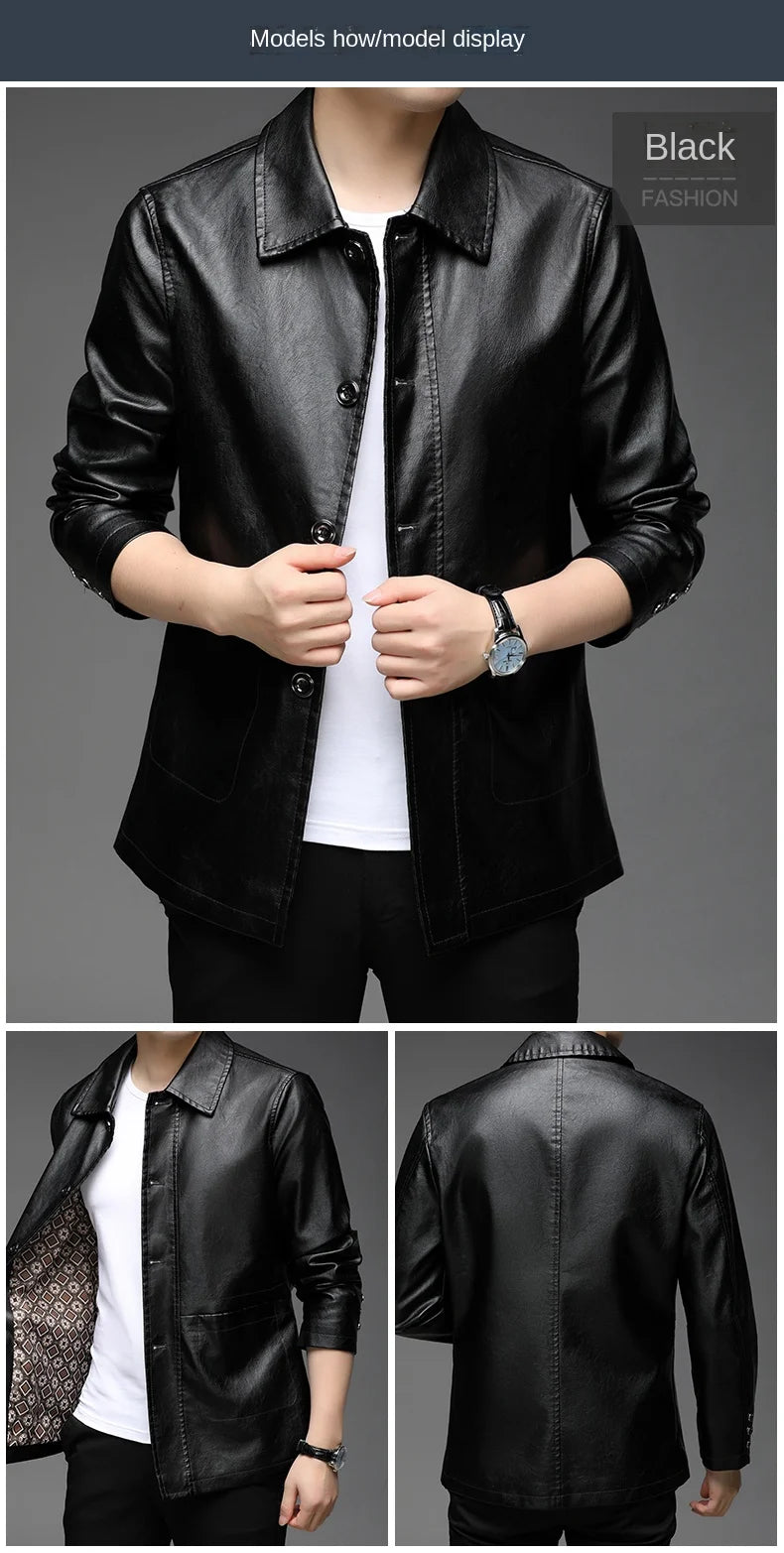 “Silky” Men’s Classic Designer Faux Leather Biker Jacket