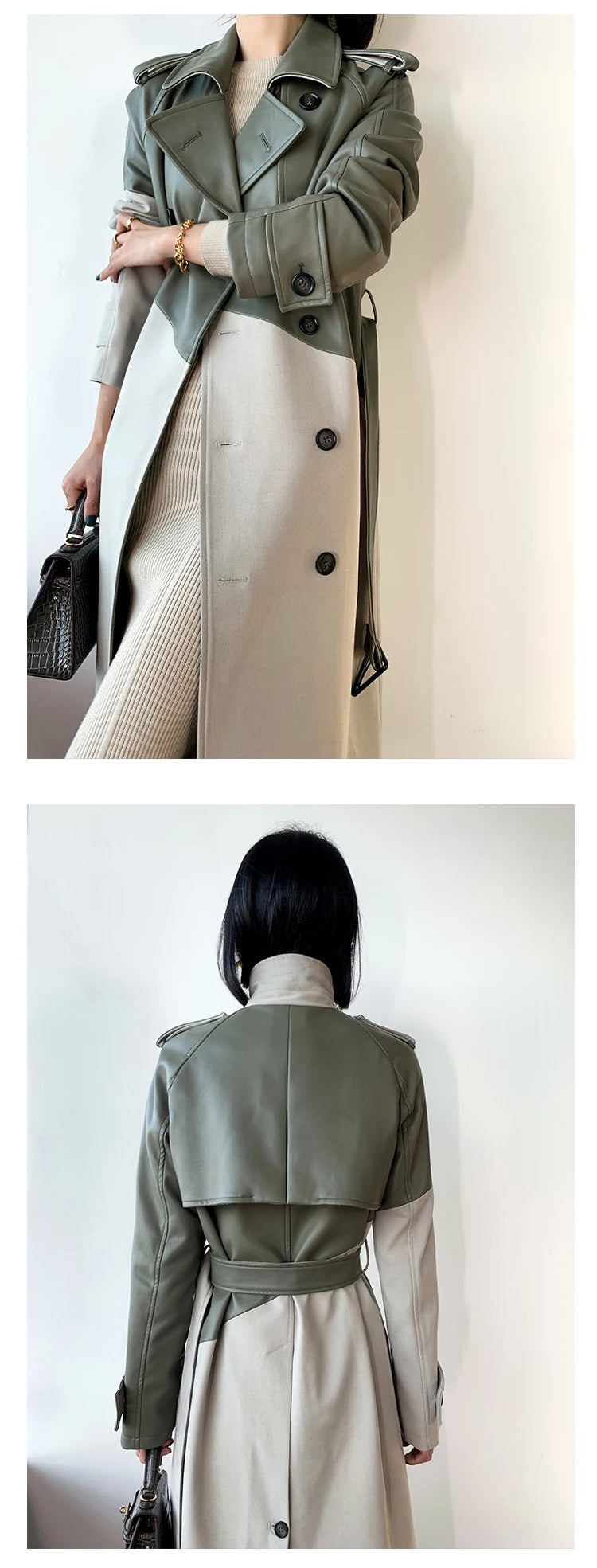 ”Volaire” Women’s Italian Leather Trench Coat