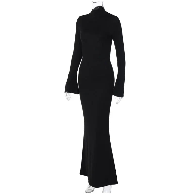 "Black Pearl" Elegant Backless Bodycon Maxi Dress
