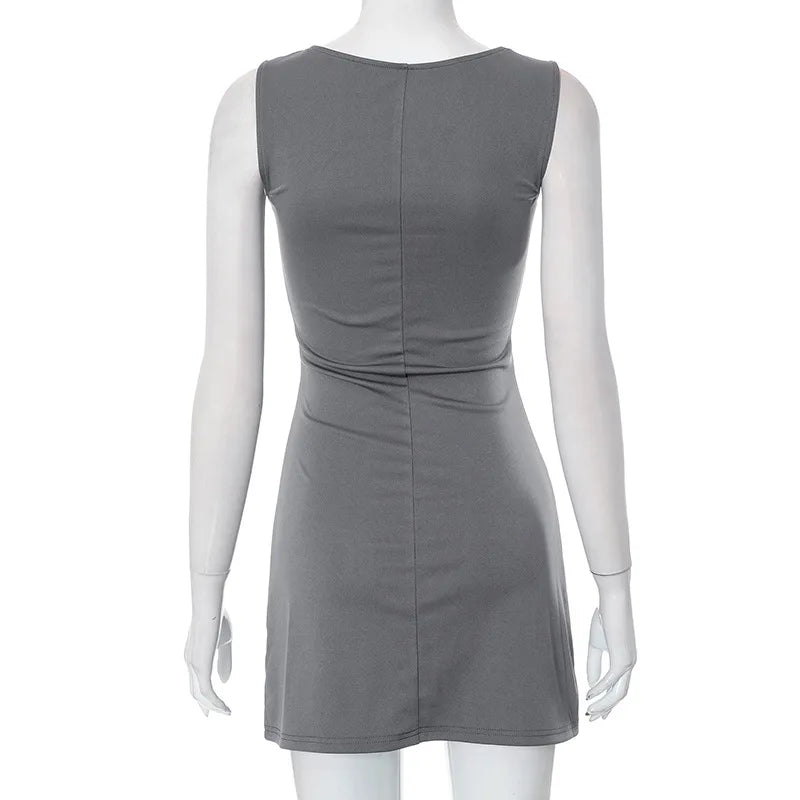 "2007" Women's Gray Sleeveless Mini Dress