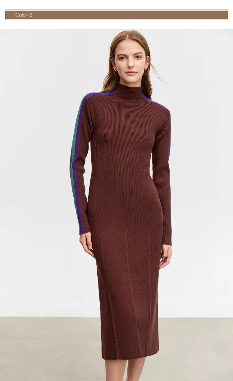 ”Max Me Out” Vintage High Neck Knitted Midi Dress