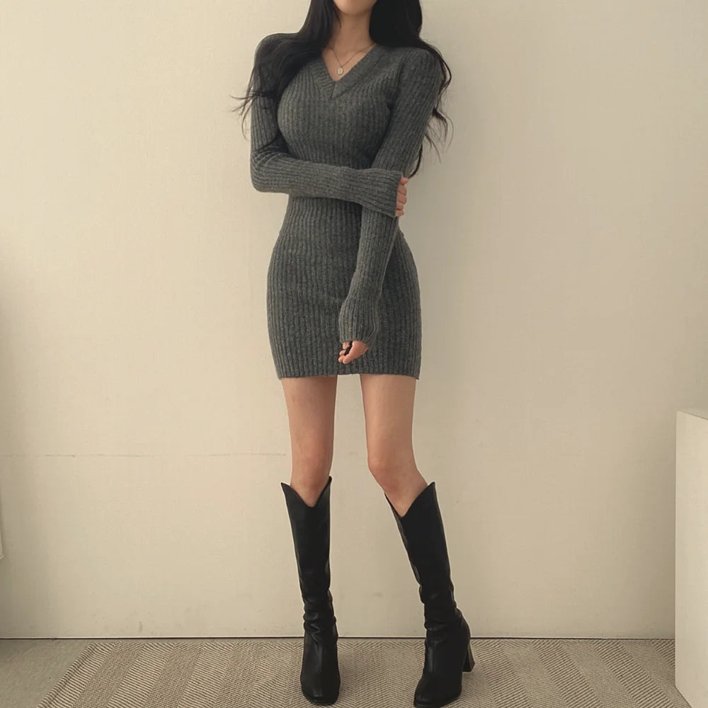 “Not So Innocent” Women’s Long Sleeve Knitted  Sweater Dress