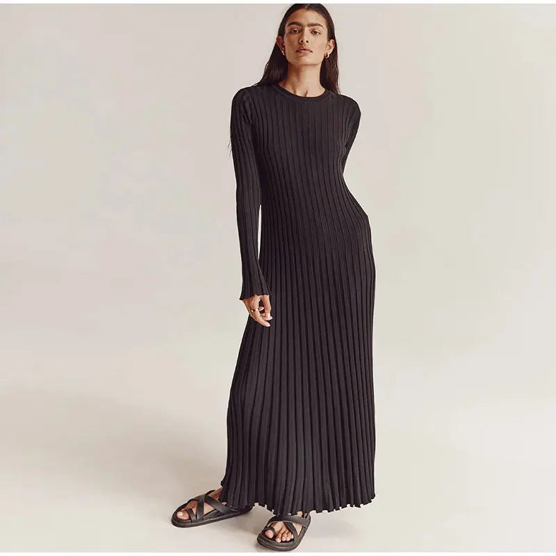 “Classica” Women’s Knitted Lace Up Bodycon Maxi Dress
