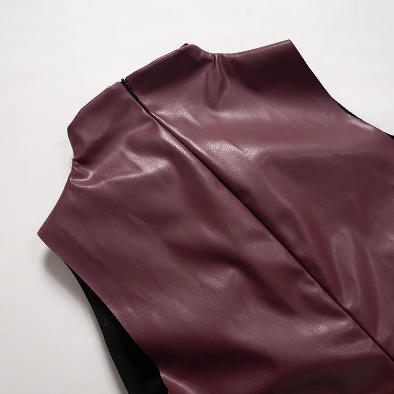 "Leather" Women's Sleeveless Leather Tank Top