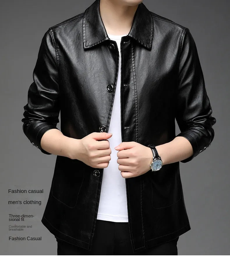 “Silky” Men’s Classic Designer Faux Leather Biker Jacket