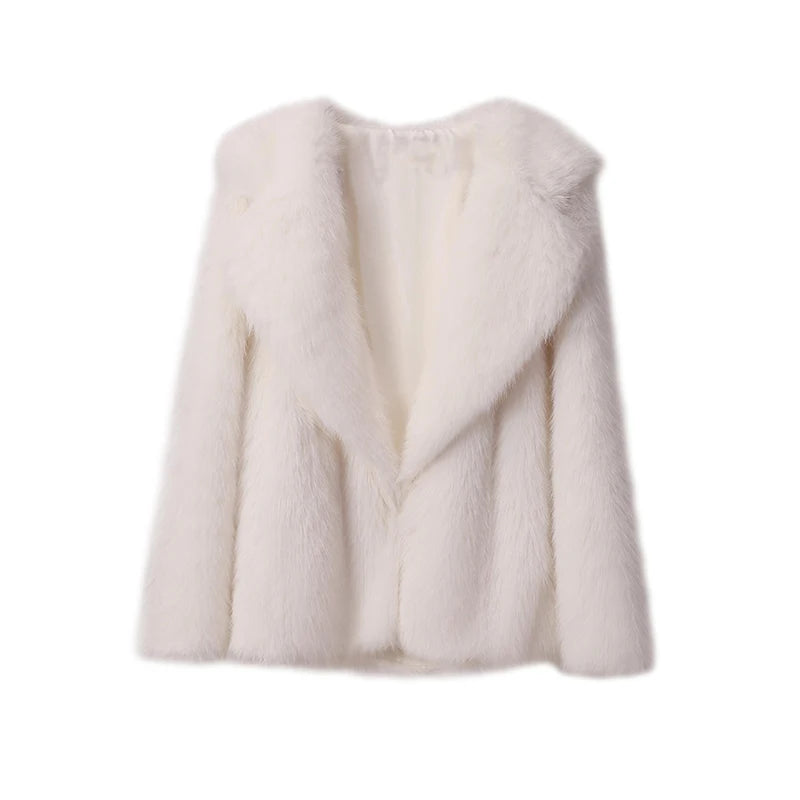 “Nepo Baby” Women’s Loose Oversized Fluffy Faux Fur Overcoat