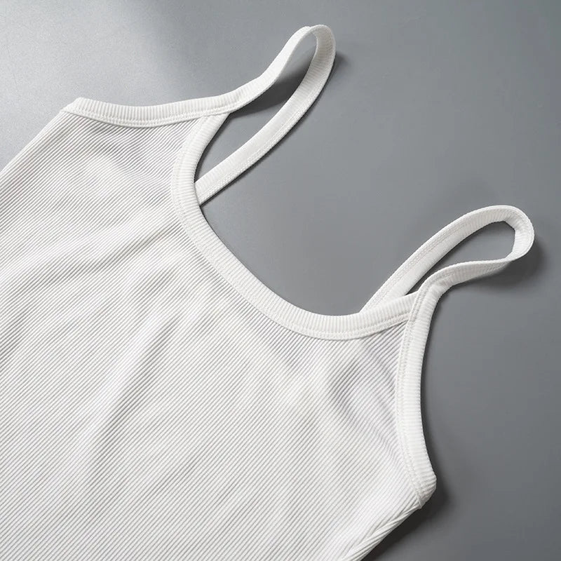 "Tank" Women's White Backless Fitted Tank Top