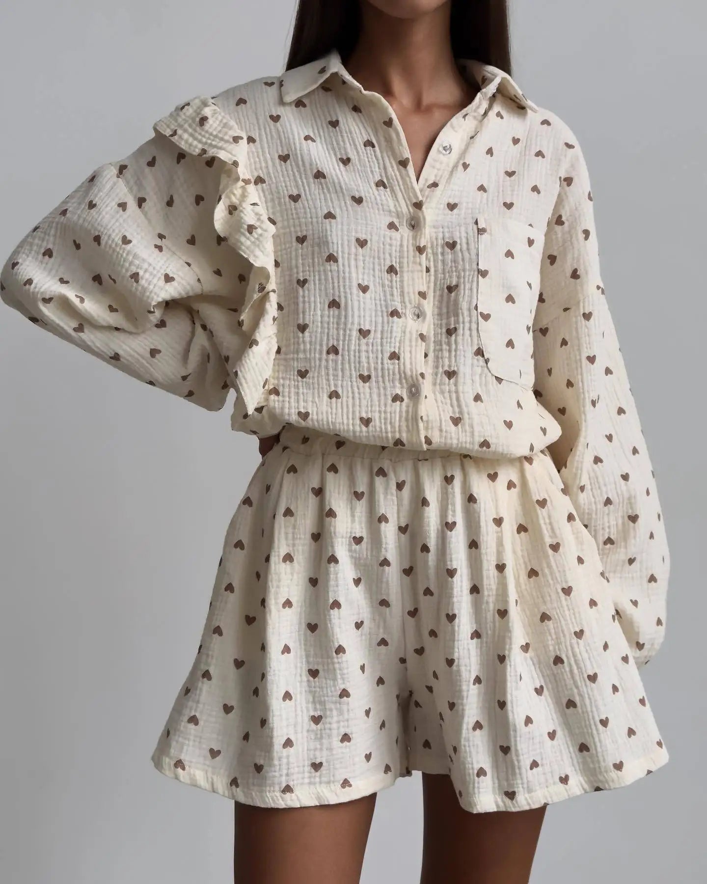 “Binded Lovers” Women’s Casual Long Sleeve 2 Piece Linen Outfit Set