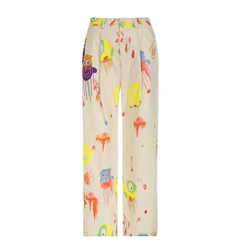 ”Splaaaash” Women’s Painted Y2K Style High Waist Wide Leg Pants