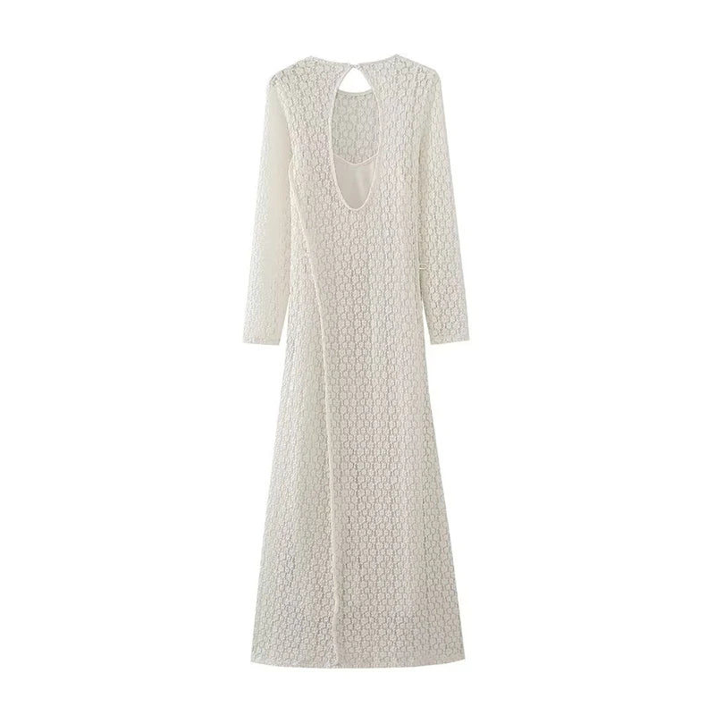 “Drift About” Elegant Backless Long Sleeve Maxi Dress