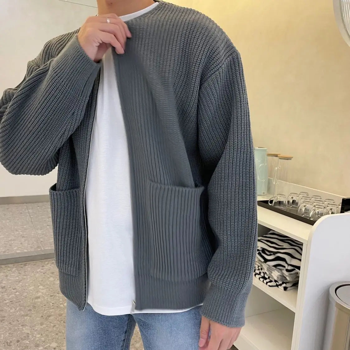 “Fall Antics” Men’s Knitted Oversized Designer Long Sleeve Sweater