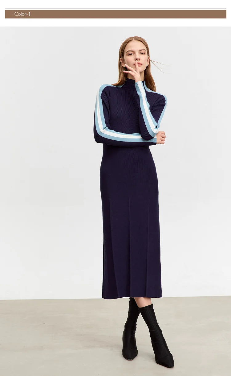 ”Max Me Out” Vintage High Neck Knitted Midi Dress