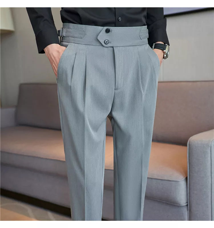 “Word Of Mouth” Men’s High Waist Designer Slim Fit Business Casual Dress Pants