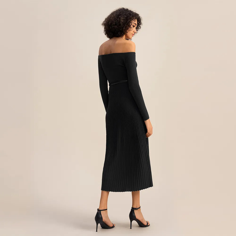”Ashley” Silk Knitted Long Sleeve Designer Dress