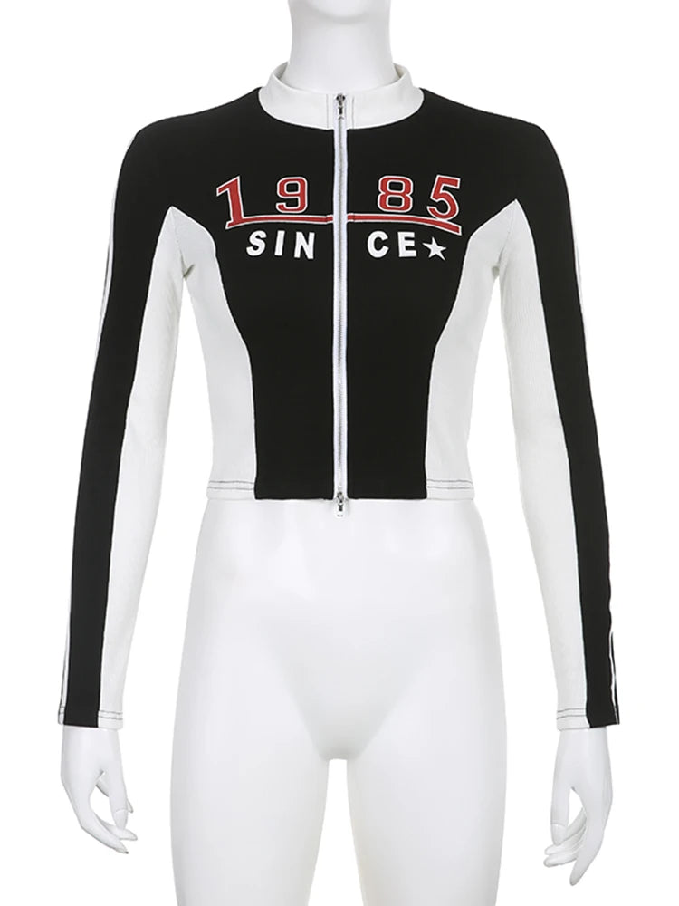 “Rock More 1985” Vintage Long Sleeve Y2K Style Biker Jacket