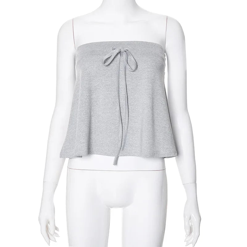 "Gray" Women's Casual Backless Crop Top