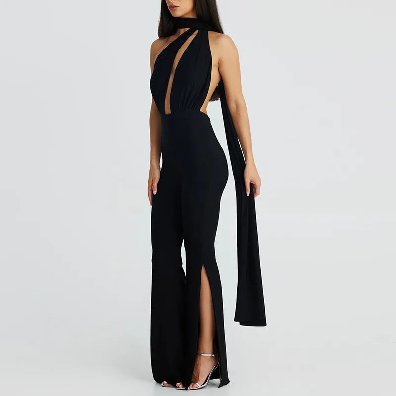 "Charlie" Women's Sexy Backless Flared Jumpsuit