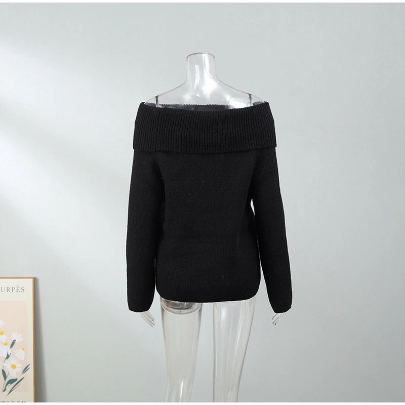 "404" Women's Elegant Knitted Off Shoulder Sweater
