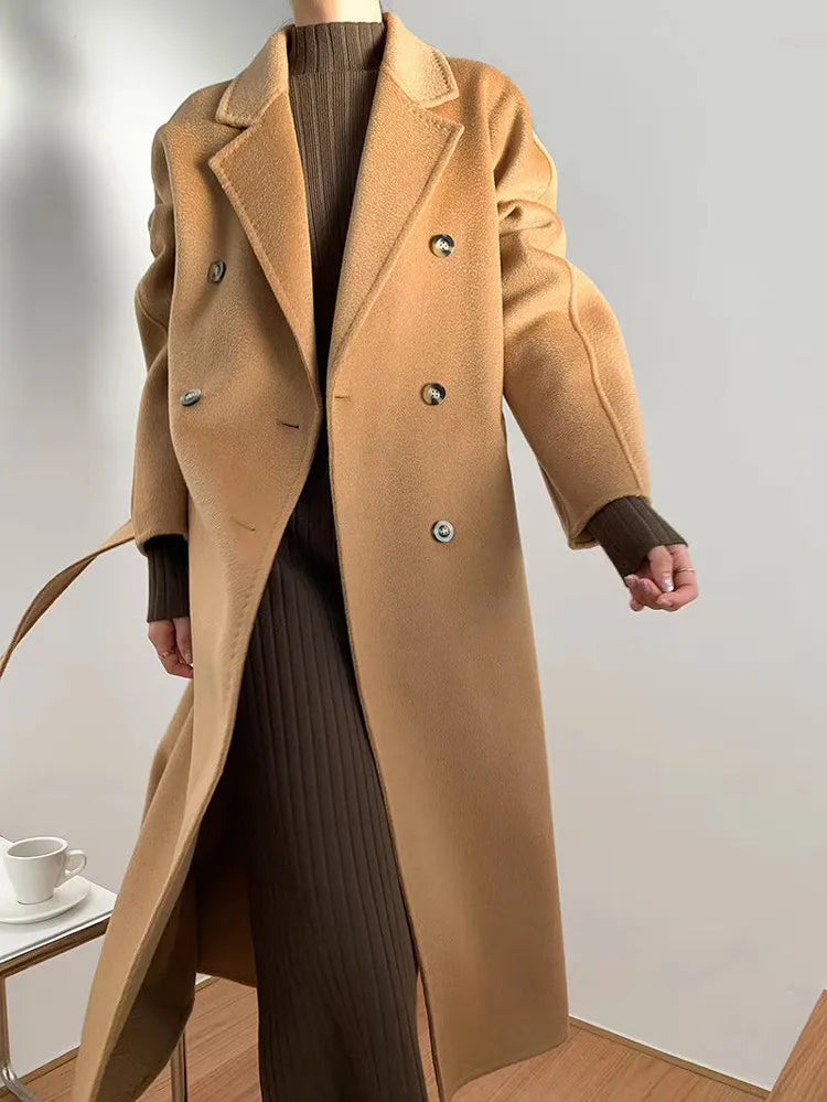 ”God Knows” Women’s Double Sided Designer Cashmere Long Coat