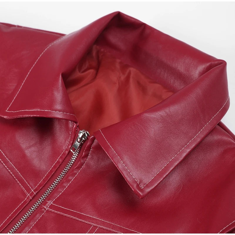 "Competition" Women's Casual Chic Lapel Stitch Leather Jacket