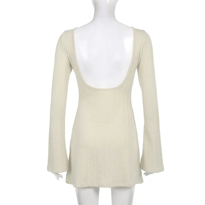 "Clouds" Y2K Style Backless Knitted Bodycon Mini Dress