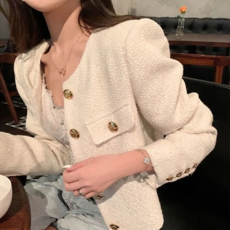 “Juliette” Women’s Elegant Button Up Tweed Jacket