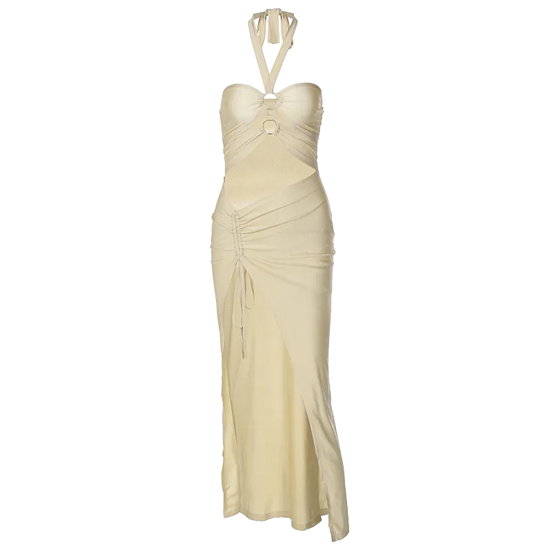 “The Queen” Women’s Sexy Satin Backless Draped Maxi Dress