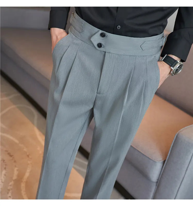 “Word Of Mouth” Men’s High Waist Designer Slim Fit Business Casual Dress Pants