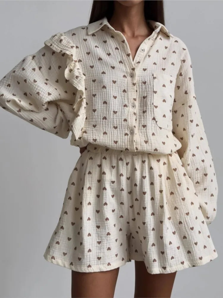 “Binded Lovers” Women’s Casual Long Sleeve 2 Piece Linen Outfit Set