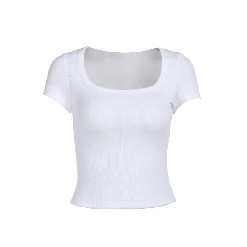 "Tee Two" Women's Square Neck Short Sleeve Crop Top