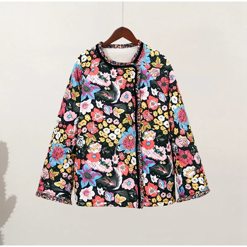 “Leap Of Faith” Vintage Quilted Flower Print Reversible Jacket